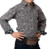 Roper Boys' Black Medallion Paisley Snap Shirt