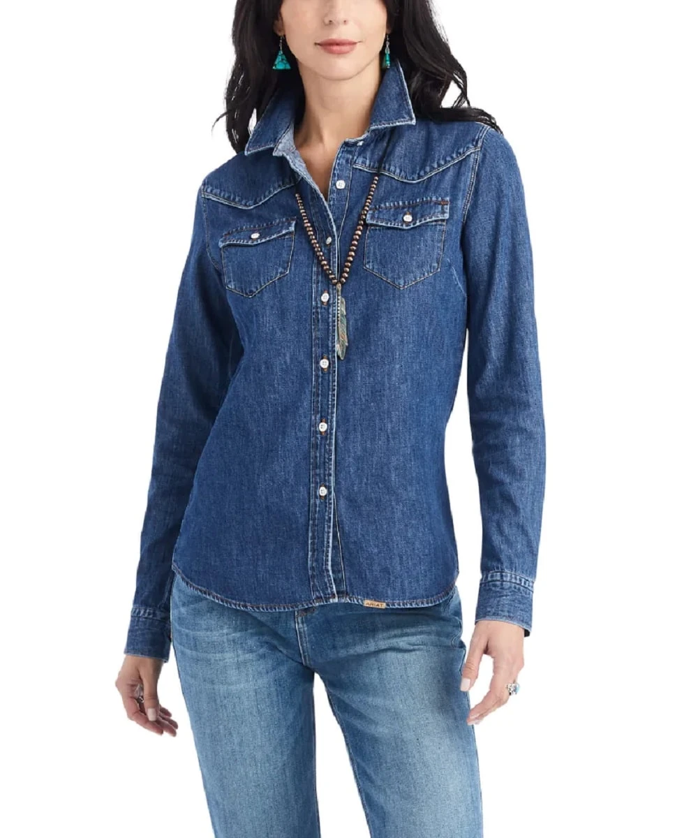 Ariat Women's Farriday Denim Button Down Shirt 1 Ariat Women's Farriday Denim Button Down Shirt