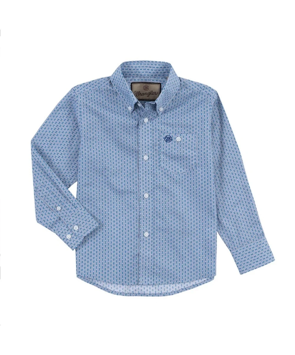 Wrangler Boys' Blue Button Down Shirt 1 Wrangler Boys' Blue Button Down Shirt