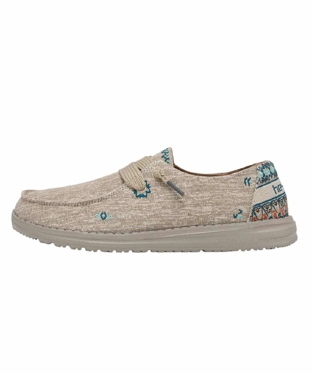 Hey Dude Women's Sunflower Beige Wendy Flora Shoe 2 Hey Dude Women's Sunflower Beige Wendy Flora Shoe - Image 2