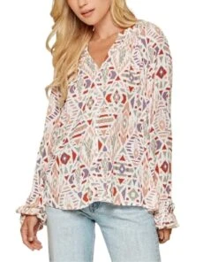 Andree By Unit Women's Plus Size Printed Blouse