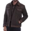 Scully Men's Vintage Brown Leather Tweed Jacket