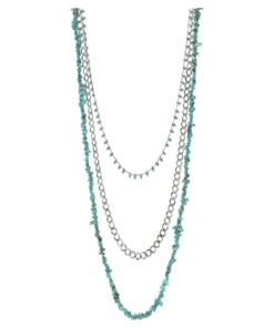 Trenditions Women's Justin Multi-Layer Necklace With Turquoise Nuggets