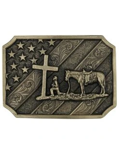 Montana Silversmiths Patriot Christian Cowboy Attitude Buckle