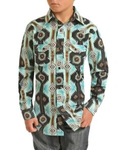 Rock & Roll Cowboy Boys' Southwest Snap Shirt