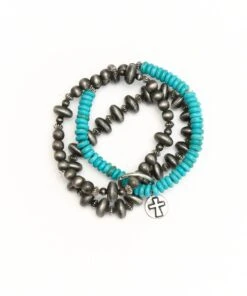 West & Co. Women's Navajo And Turquoise Stretch Bracelet