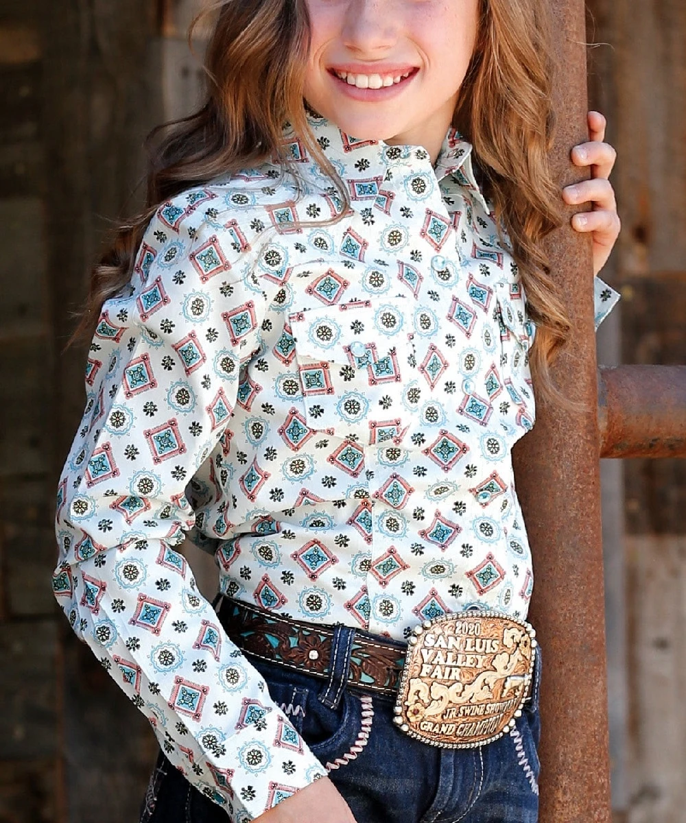 Cruel Girl Girls' Geo Print Snap Shirt 1 Cruel Girl Girls' Geo Print Snap Shirt