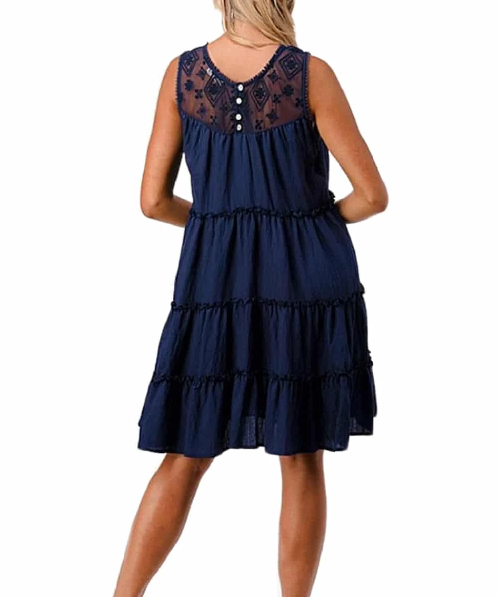 Miss Me Women's Tiered Sheer Mesh Midi Dress 2 Miss Me Women's Tiered Sheer Mesh Midi Dress - Image 2