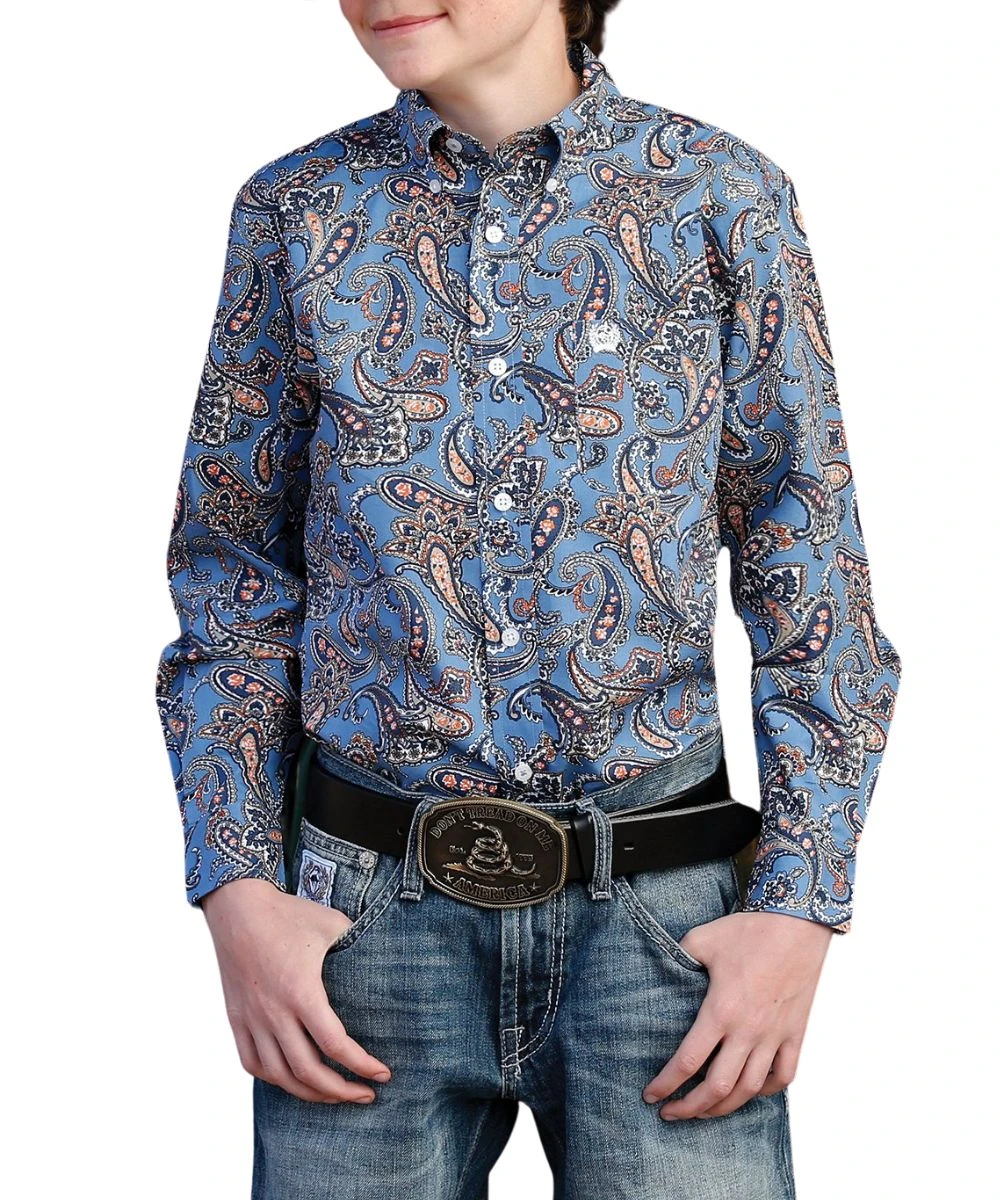 Cinch Boys' Western Paisley Button Down Shirt 1 Cinch Boys' Western Paisley Button Down Shirt