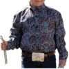 Cinch Boys' Navy Paisley Button Down Shirt
