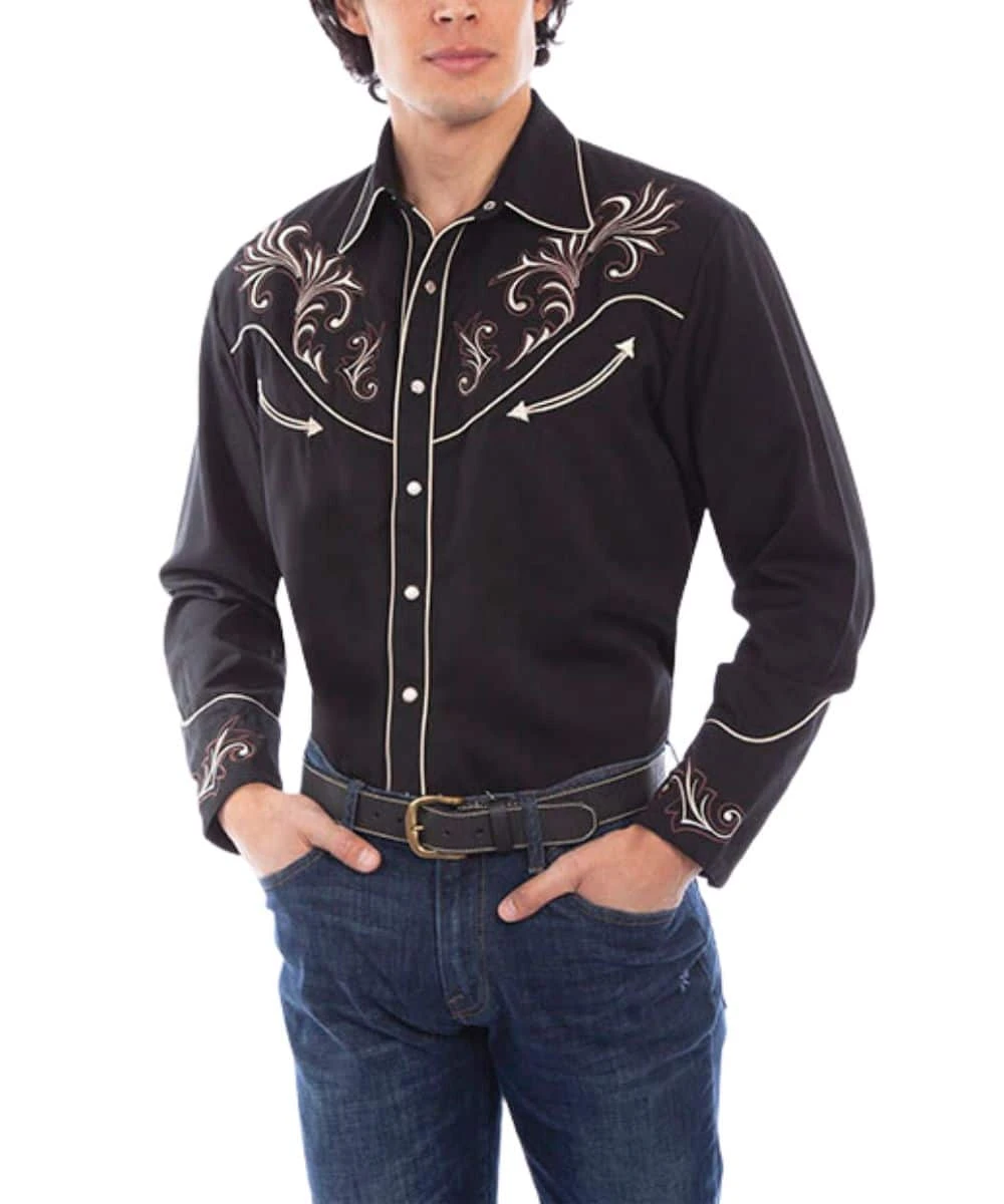 Scully Men's Embroidered Snap Shirt 1 Scully Men's Embroidered Snap Shirt