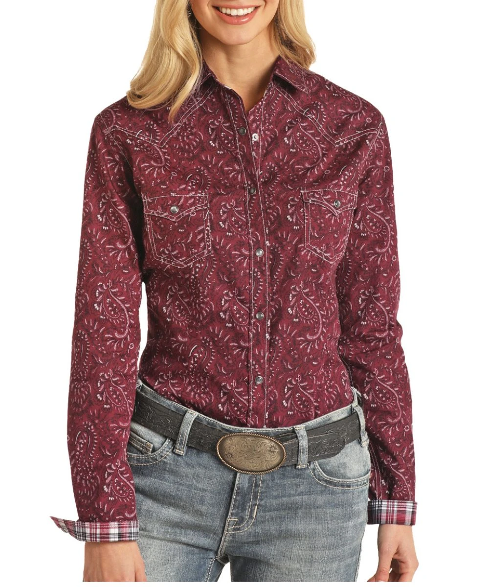 Panhandle Women's Rough Stock Paisley Snap Shirt 1 Panhandle Women's Rough Stock Paisley Snap Shirt