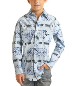 Panhandle Boys' Aztec Print Snap Shirt