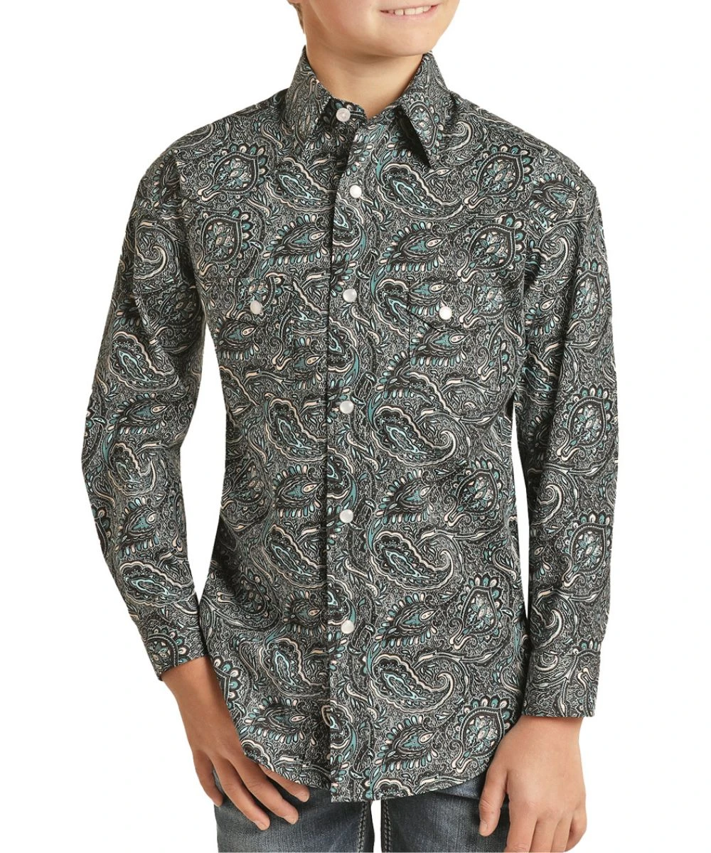 Rock & Roll Cowboy Boys' Paisley Snap Shirt 1 Rock & Roll Cowboy Boys' Paisley Snap Shirt