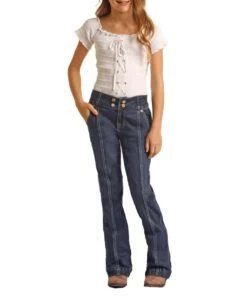 Rock & Roll Cowgirl Girls' Sailor Front Trouser Jean