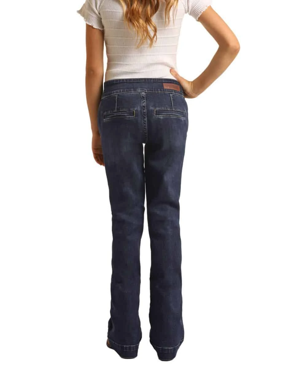 Rock & Roll Cowgirl Girls' Sailor Front Trouser Jean 2 Rock & Roll Cowgirl Girls' Sailor Front Trouser Jean - Image 2