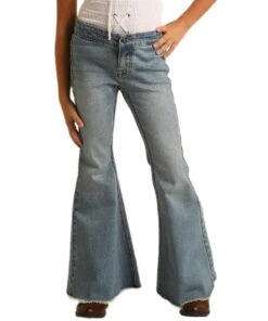 Rock & Roll Cowgirl Girls' Blue Pull On Bell Bottom Jean