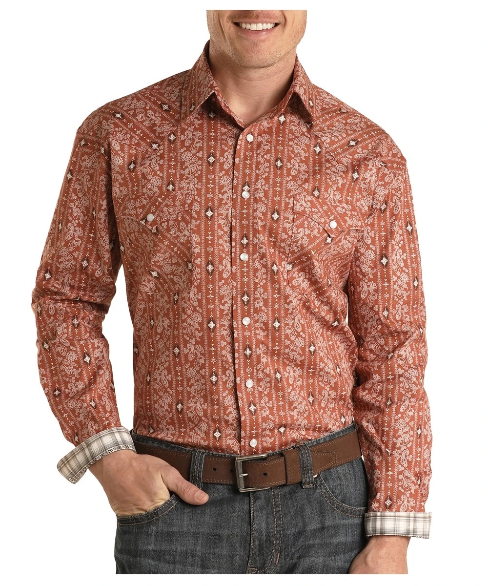 Panhandle Men's Roughstock Aztec Paisley Snap Shirt 1 Panhandle Men's Roughstock Aztec Paisley Snap Shirt