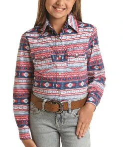 Panhandle Girls' Southwest Print Snap Shirt
