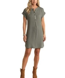 Panhandle Women's Olive Popover Dress