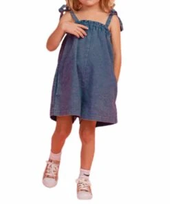 Oddi Girls' Washed Denim Romper