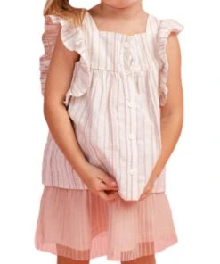 Oddi Girls' Striped Cap Sleeve Top