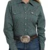 Cinch Women's Green Multi Print Snap Shirt