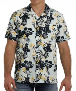 Cinch Men's Hawaiian Print Button Down Camp Shirt