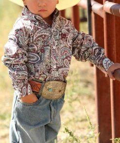 Cinch Boys' Toddler Paisley Print Button Down Shirt