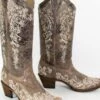 Corral Women's Distressed Tan Embroidered Boot