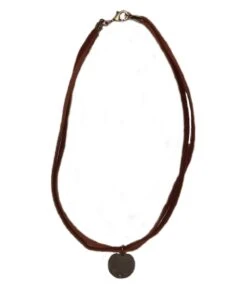 J. Forks Designs Women's Coin Pendant Double Stranded Leather Necklace