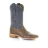 Corral Men's Navy Embroidered Tan Orix Full Quill Ostrich Boot