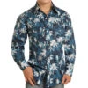 Rock & Roll Cowboy Boys' Blue Palm Print Snap Shirt