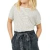 Hayden Los Angeles Girls' Ribbed Black Stripe Cross Back Knit Tee
