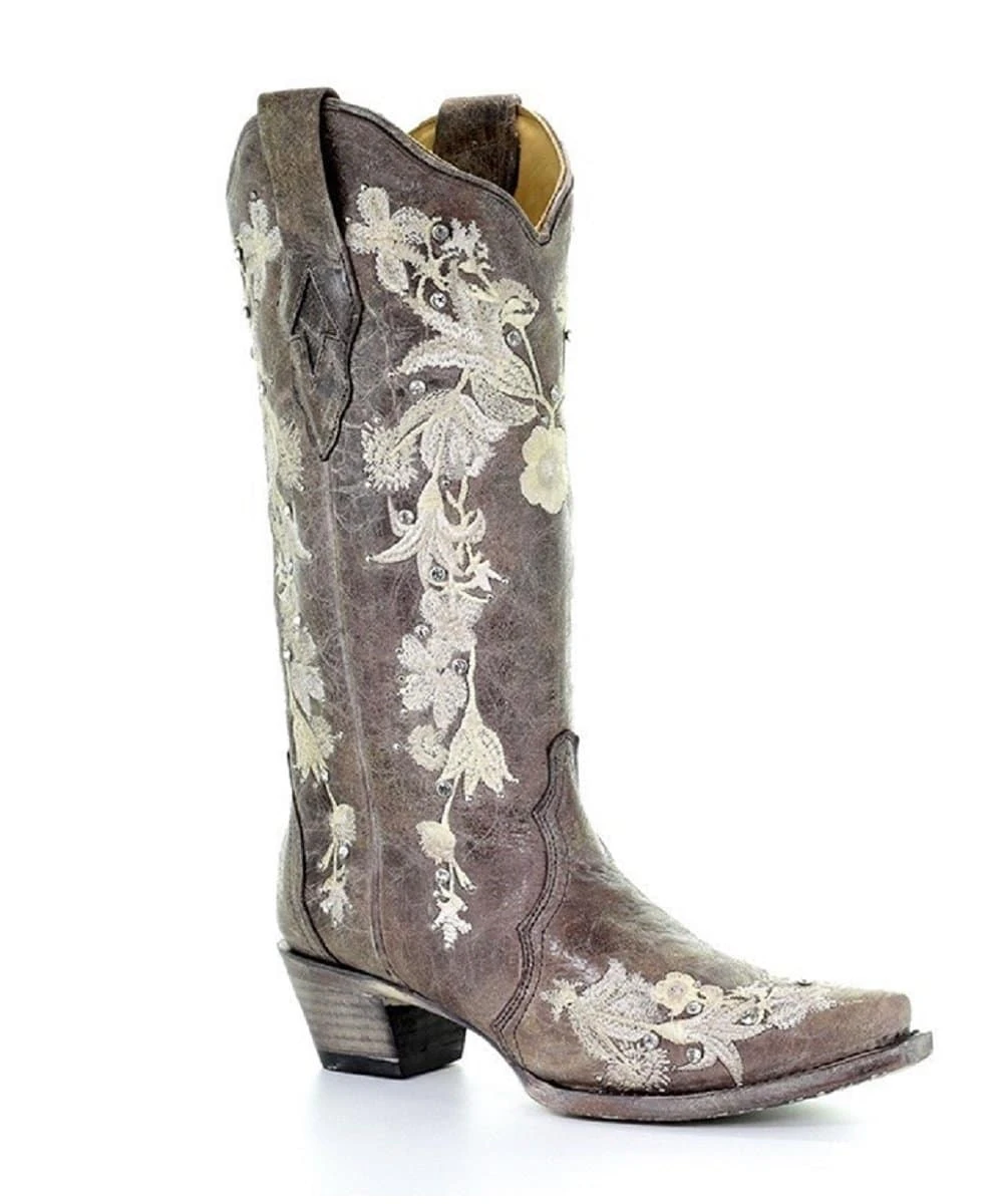 Corral Women's Flower Embroidery Snip Toe Boot 1 Corral Women's Flower Embroidery Snip Toe Boot